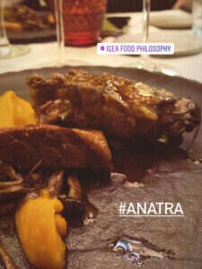 Petto Anatra Arrosto e coscia confit su crema di zucca, chiodini e salsa all’arancia